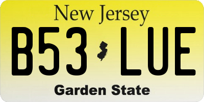 NJ license plate B53LUE
