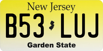 NJ license plate B53LUJ