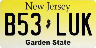NJ license plate B53LUK