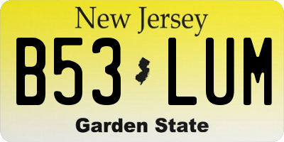 NJ license plate B53LUM