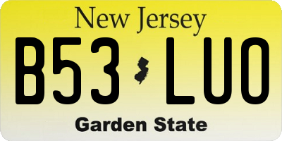 NJ license plate B53LUO