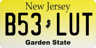 NJ license plate B53LUT