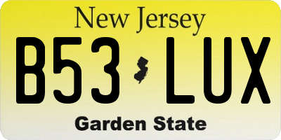 NJ license plate B53LUX