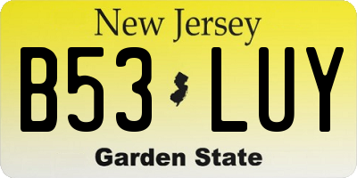 NJ license plate B53LUY