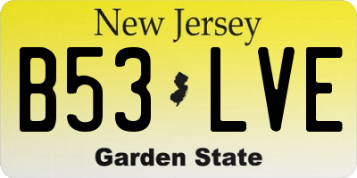 NJ license plate B53LVE
