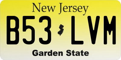 NJ license plate B53LVM