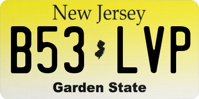 NJ license plate B53LVP