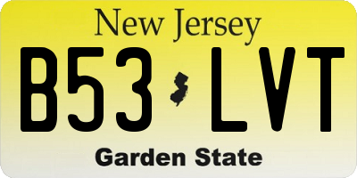NJ license plate B53LVT