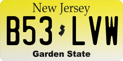 NJ license plate B53LVW
