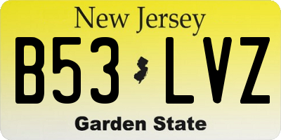 NJ license plate B53LVZ