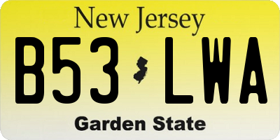NJ license plate B53LWA