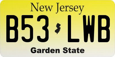 NJ license plate B53LWB