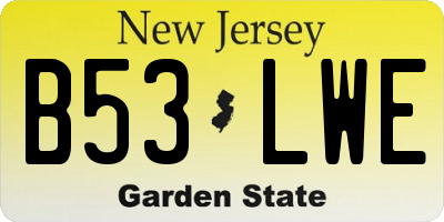 NJ license plate B53LWE