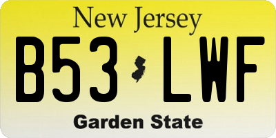 NJ license plate B53LWF