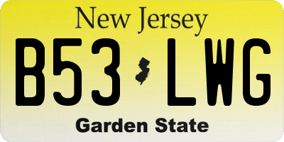NJ license plate B53LWG