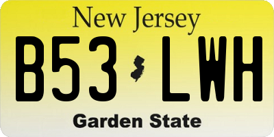 NJ license plate B53LWH