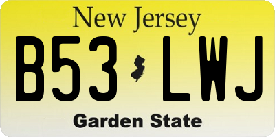 NJ license plate B53LWJ