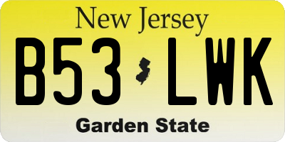 NJ license plate B53LWK