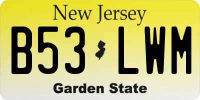 NJ license plate B53LWM