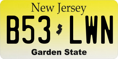 NJ license plate B53LWN