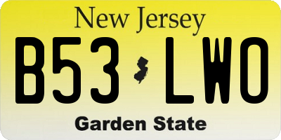 NJ license plate B53LWO