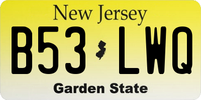 NJ license plate B53LWQ