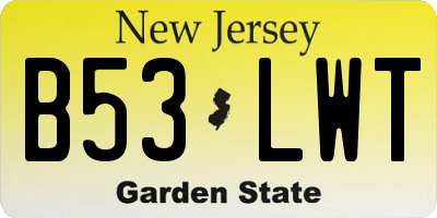 NJ license plate B53LWT