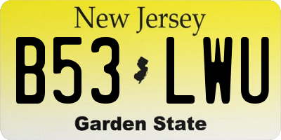 NJ license plate B53LWU