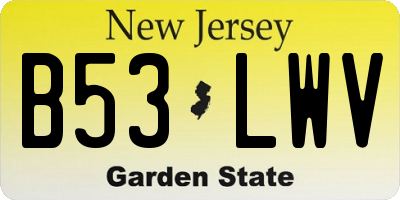 NJ license plate B53LWV