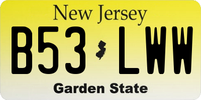 NJ license plate B53LWW