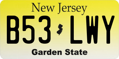 NJ license plate B53LWY