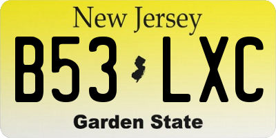 NJ license plate B53LXC