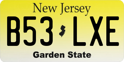 NJ license plate B53LXE