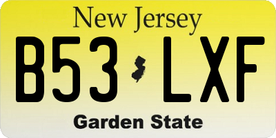 NJ license plate B53LXF