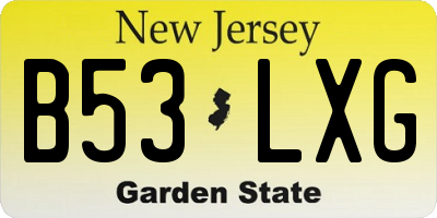 NJ license plate B53LXG