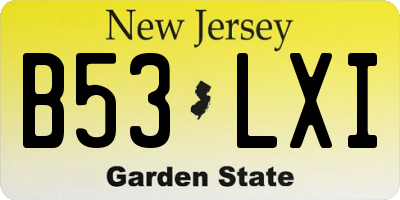 NJ license plate B53LXI