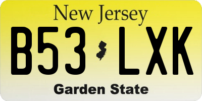 NJ license plate B53LXK