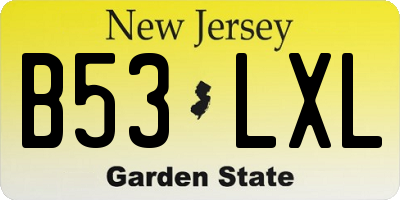 NJ license plate B53LXL