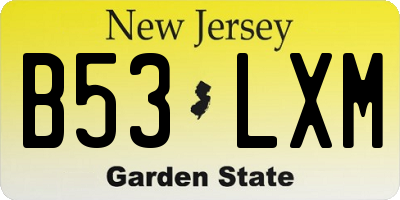 NJ license plate B53LXM