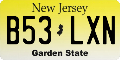 NJ license plate B53LXN