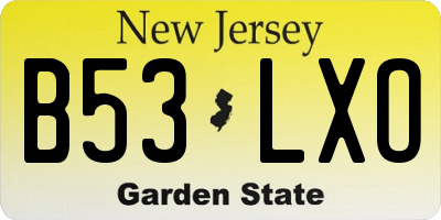 NJ license plate B53LXO