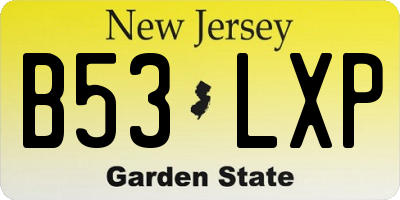 NJ license plate B53LXP