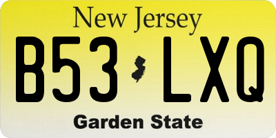 NJ license plate B53LXQ