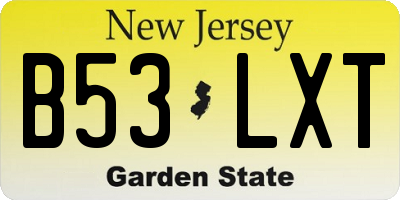 NJ license plate B53LXT