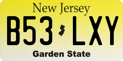 NJ license plate B53LXY