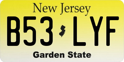 NJ license plate B53LYF