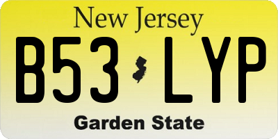 NJ license plate B53LYP
