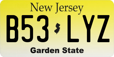NJ license plate B53LYZ