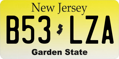 NJ license plate B53LZA