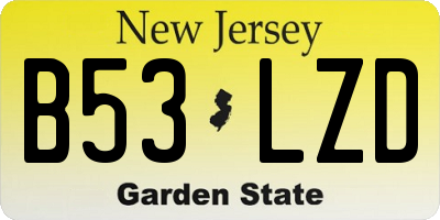 NJ license plate B53LZD